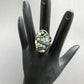 Oval Designer Diamond And Ethopian Opal Ring,Pave Diamond Ring,Diamond Ring,Pave Ring, Statement Ring, Oxidised Silver