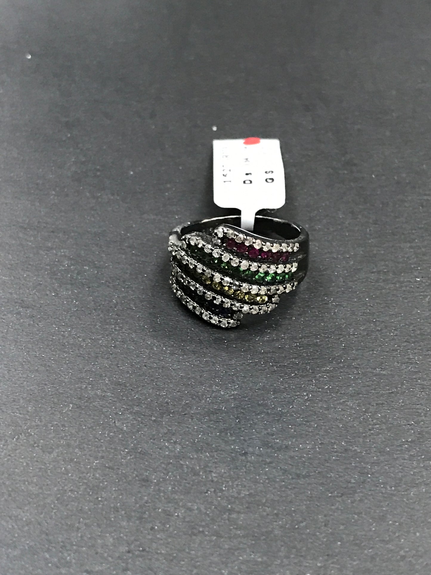 Diamond and Silver Multi Sapphire Rings