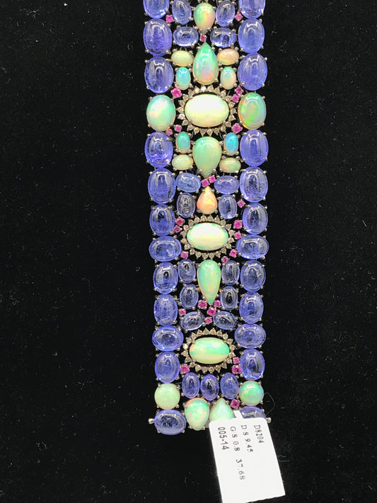 Tanzanite and Opal Bracelet with Diamond