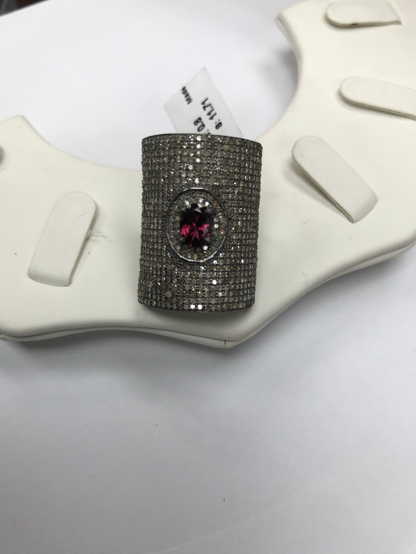Square Shape Diamond Ring with Blue Opal Stone