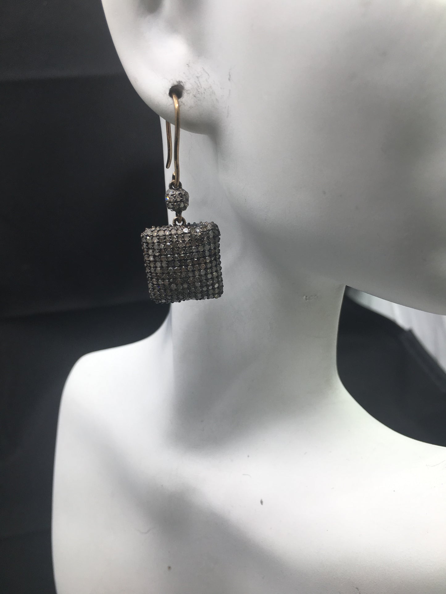 Diamond and Silver Black Rhodium Finish Earrings