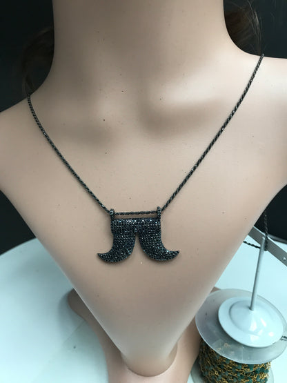 Horns Shaped Black Spinel Charm