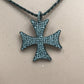 Maltese Cross Pendant ,Approx 1'' long(24 x 24mm) Oxidized Silver, Silver