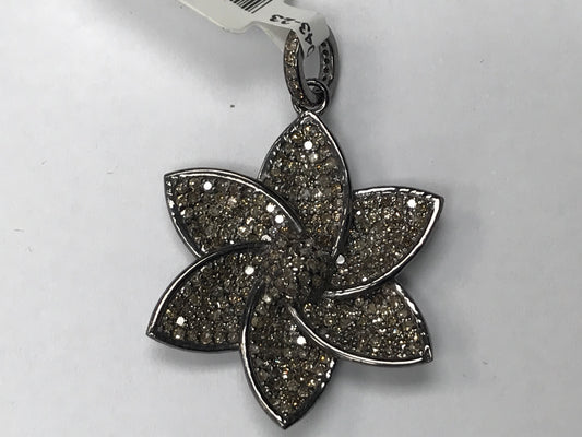 Flower Shape Diamond Pendants Charms Approx 30 x 30 mm