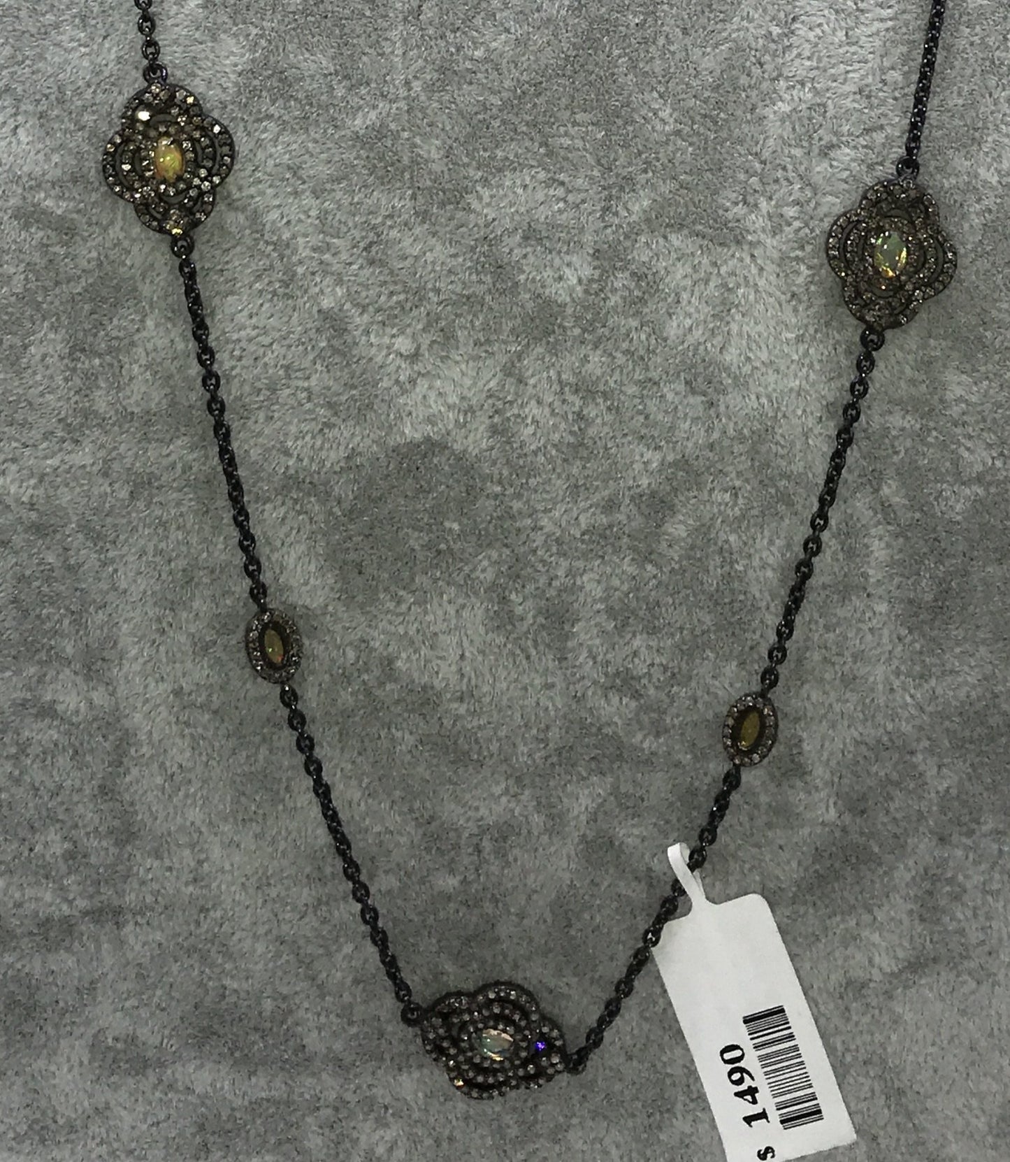 Opal and Diamond Designer long Chain Necklace