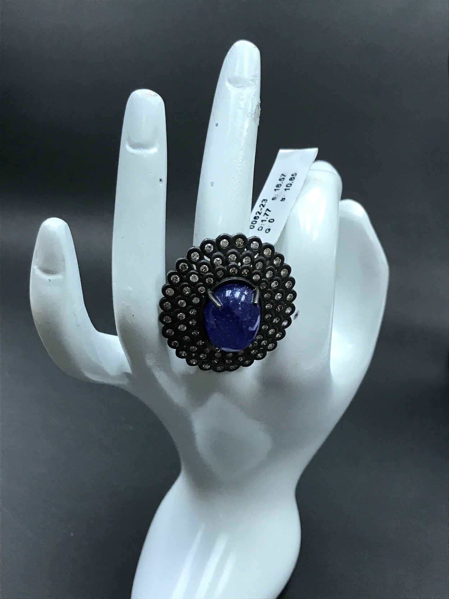 Pave Diamond Ring .925 Oxidized Sterling Silver Diamond Ring, Genuine handmade pave diamond Ring