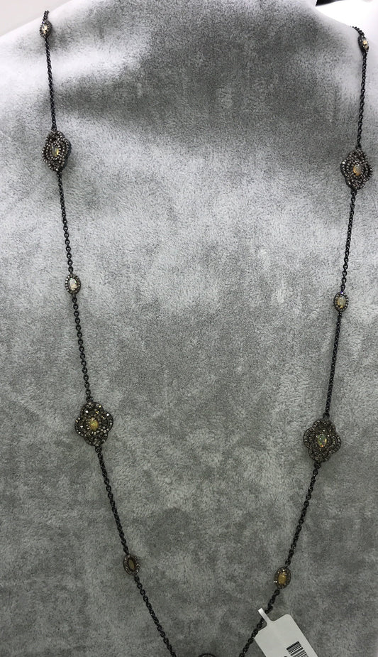 Opal and Diamond Designer long Chain Necklace