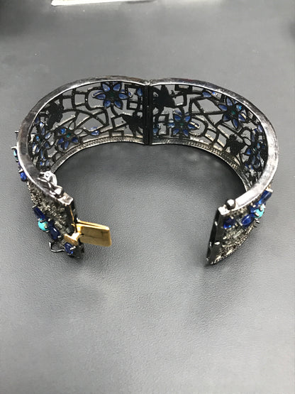 Diamond And Natural Sleeping Beauty Turquoise Bangle