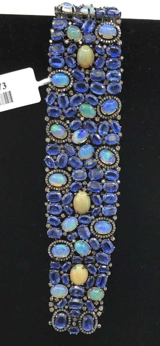 Opal and Kynite Designer Bracelet with Diamonds