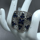 Square Diamond Ring with Sapphire Stone