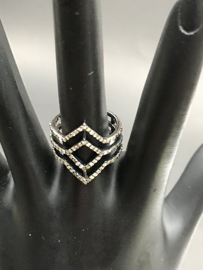Pave Diamond Ring .925 Oxidized Sterling Silver Diamond Ring, Genuine handmade pave diamond Ring Size Approx 0.84"(18 x 21 MM)