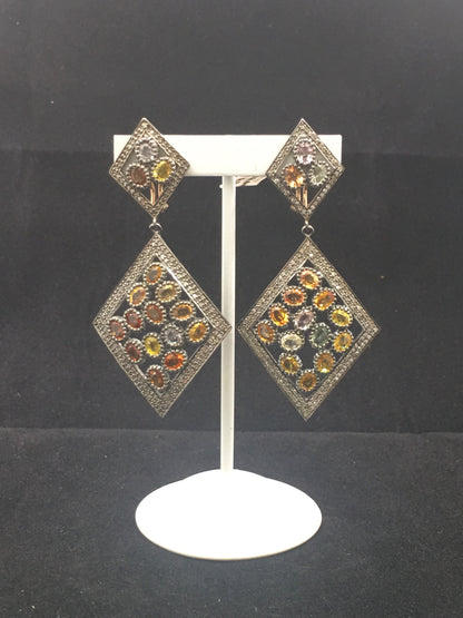 Diamond and Multi sapphire Earrings,
