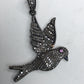 Bird Diamond Pendant .925 Oxidized Sterling Silver Diamond Pendant, Genuine handmade pave diamond Pendant Size Approx 31 x 41 mm
