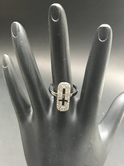 Rectangle With Hollow Cross Diamond Ring
