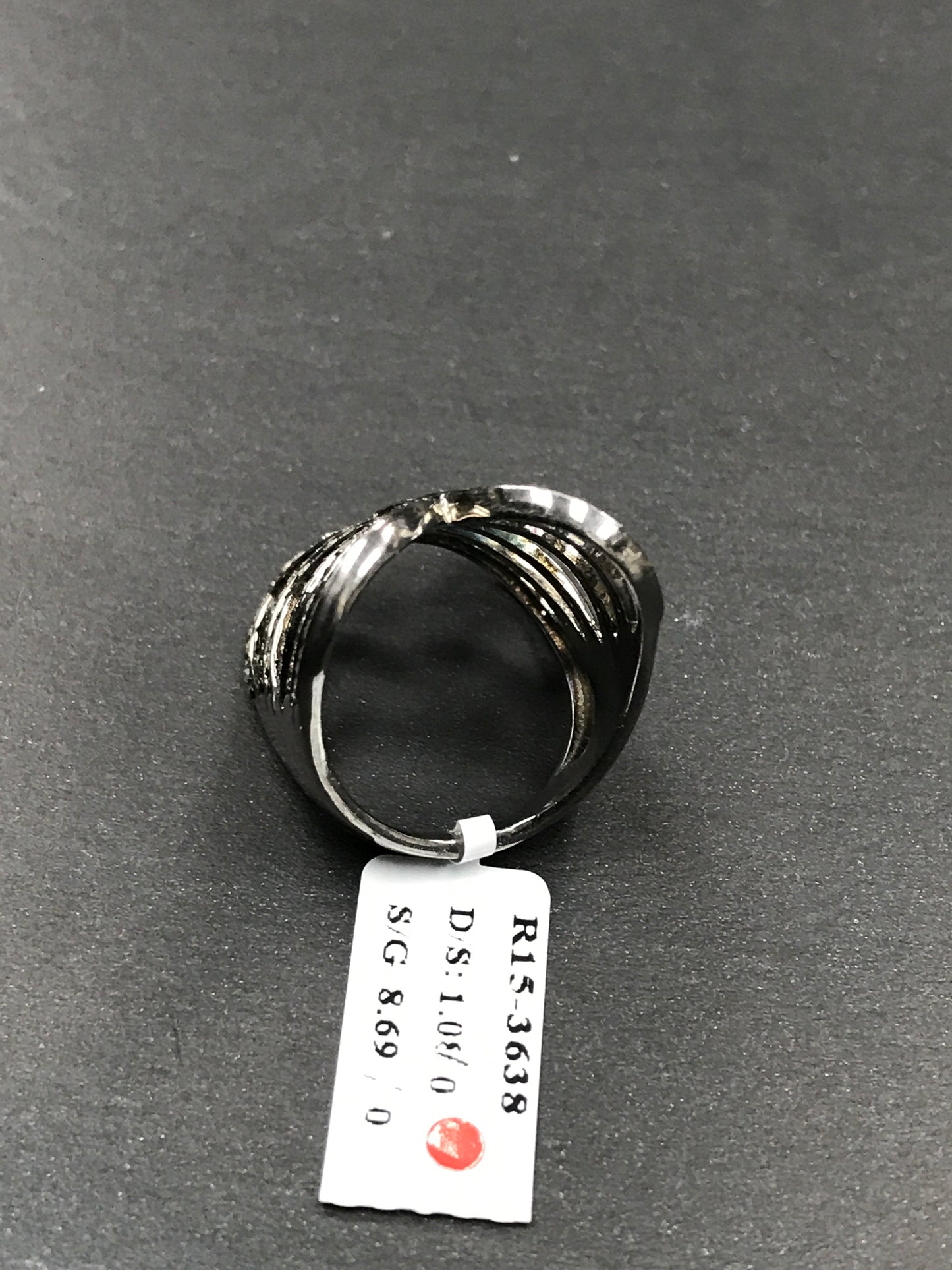 Diamond Barrel Loop Diamond Ring, Pave Diamond Ring, Pave Barrel Loop Ring, Approx 28 x 19mm. Sterling Silver