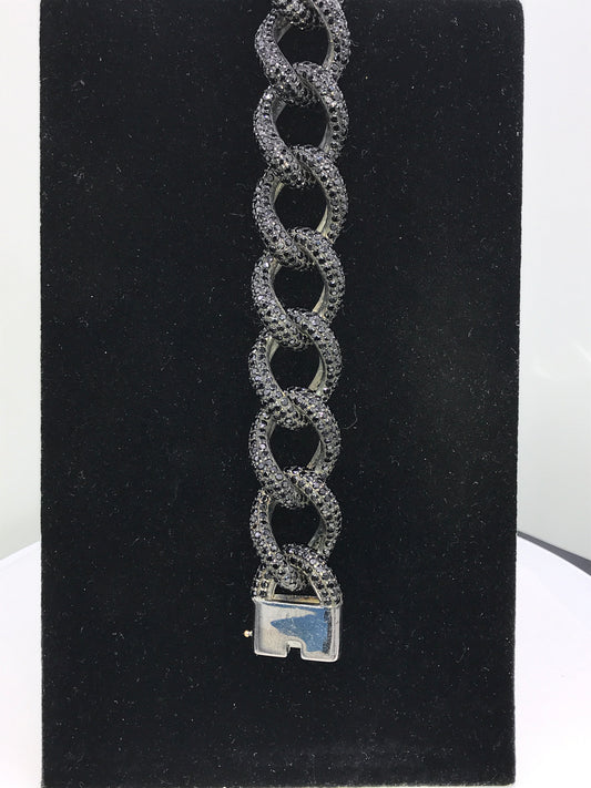 Black Spinel Chain Link Bracelet