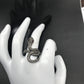 Snake Diamond and Ruby Silver Black Rhodium Finish Rings