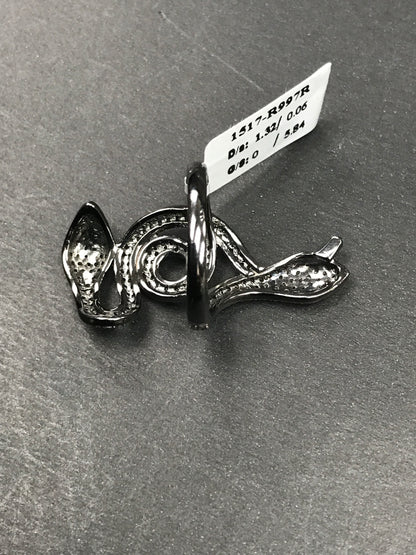 Snake Diamond Ring and Silver Ruby Black Rhodium Finish Rings