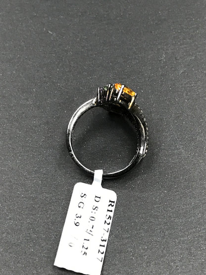 Diamond and Multi Sapphire Siver Black Rhodium Finish Rings