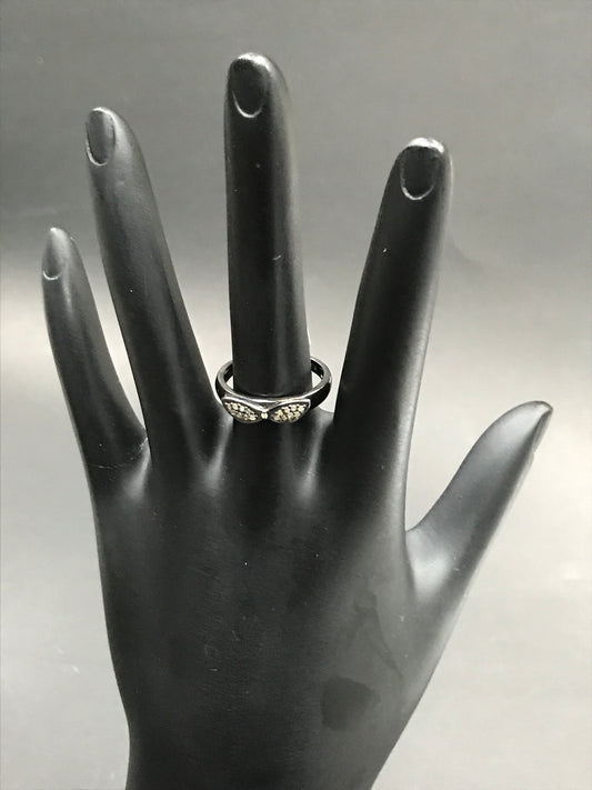 Diamond and Silver Black Rhodium Finish Ring