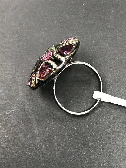 DIAMOND AND MULTI TOURMALINE RINGS