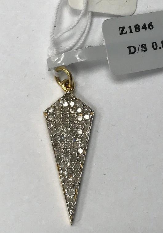 14k Solid Gold Spike Diamond Pendants. Genuine handmade pave diamond Pendant. Approx Size (5 x 26 mm)