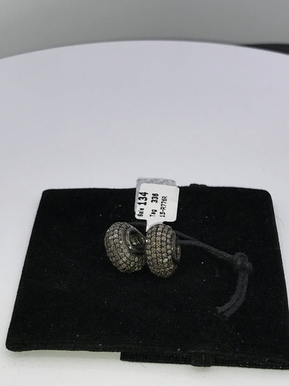 Silver and Diamond Pave PAVE BEADS