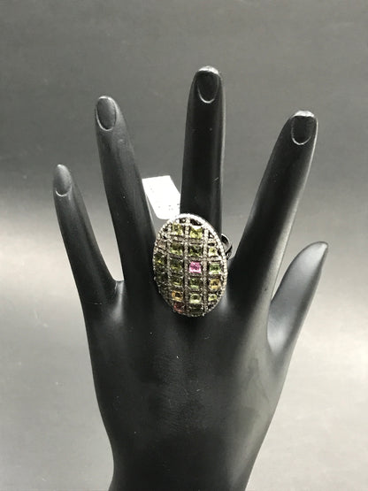 DIAMOND AND MULTI TOURMALINE RINGS