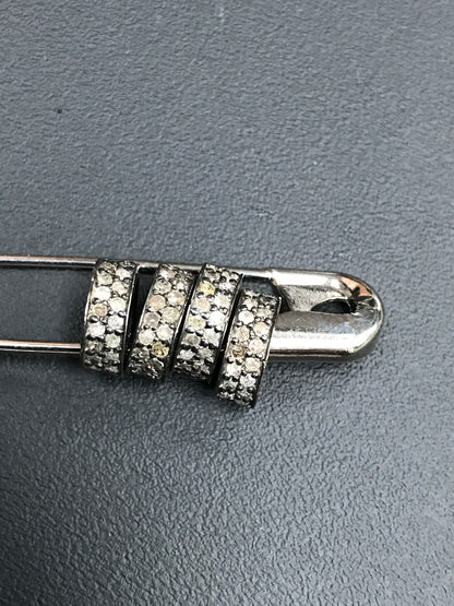 Wheel Shape 2 row Diamond Silver Pave Bead