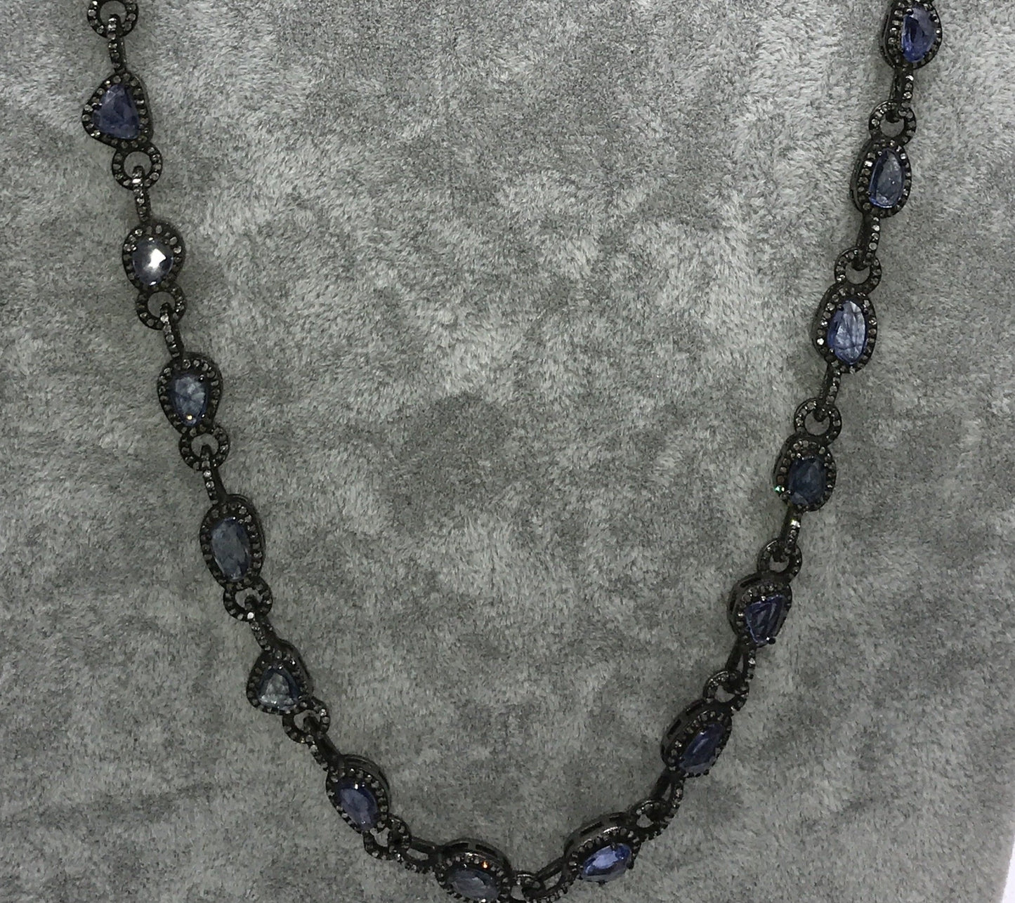 Blue Sapphire and Diamond Long Necklace
