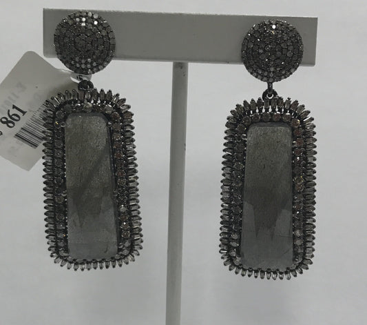 Labradorite and Diamond Designer Earring