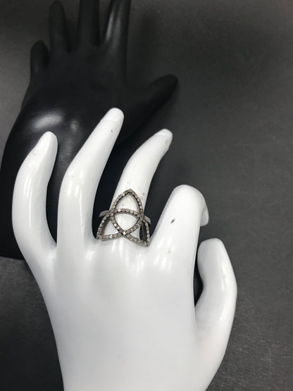 Diamond and Silver Black Rhodium Finish Rings