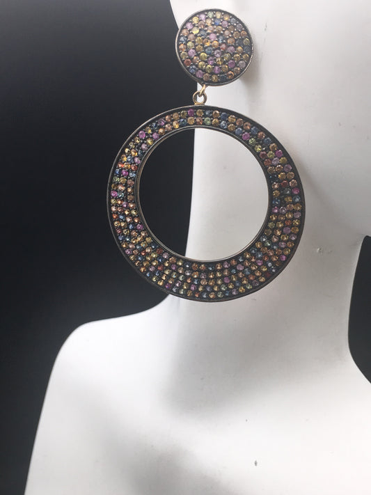 Diamond sapphire Earrings,