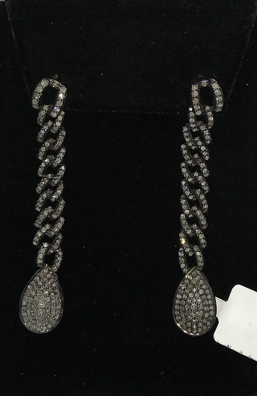 Drop shape Chain link Diamond Earring