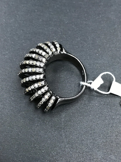 Silver Pave Diamond Ring .925 Oxidized Sterling Silver Diamond Ring, Genuine handmade pave diamond Ring Size Approx 0.92"(23 X 15 MM)