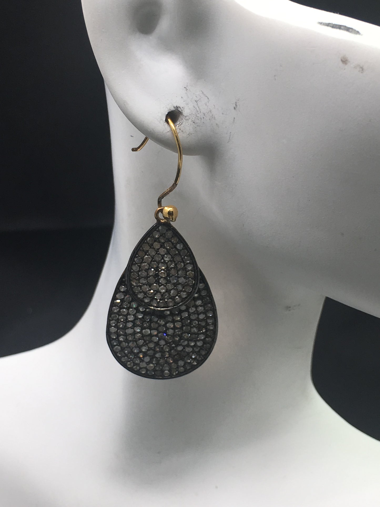 Flat Drop Shape Diamond Earrings