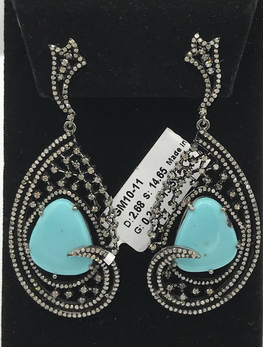 Turquoise Designer Diamond Earrings