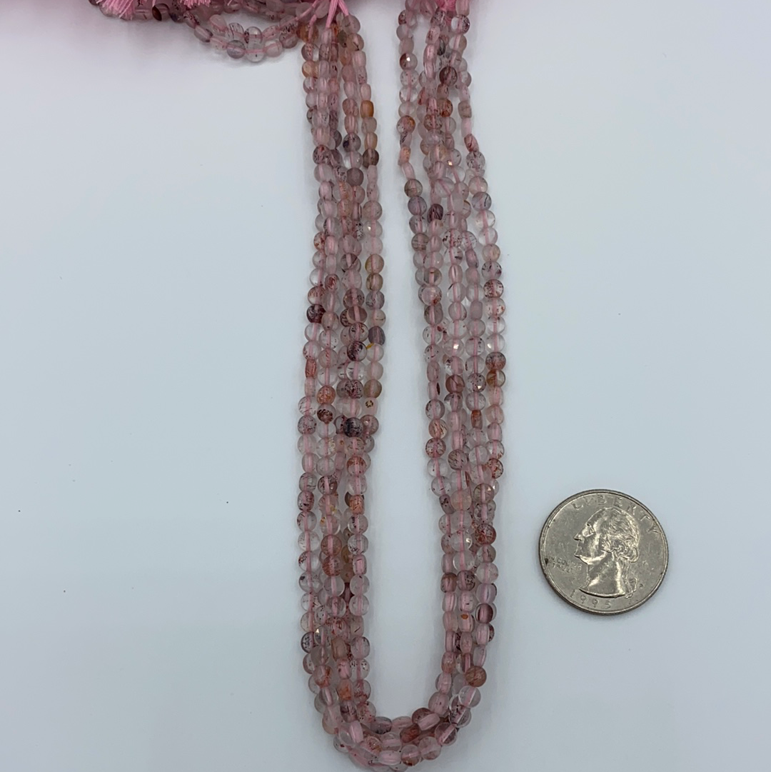 Strawberry Quartz Faceted Beads Coin, Beads Coin Beads, Coin
