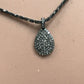 Drop Shaped Diamond Pendant .925 Oxidized Sterling Silver Diamond Pendant, Genuine handmade pave diamond Pendant Size 18 x 9 MM