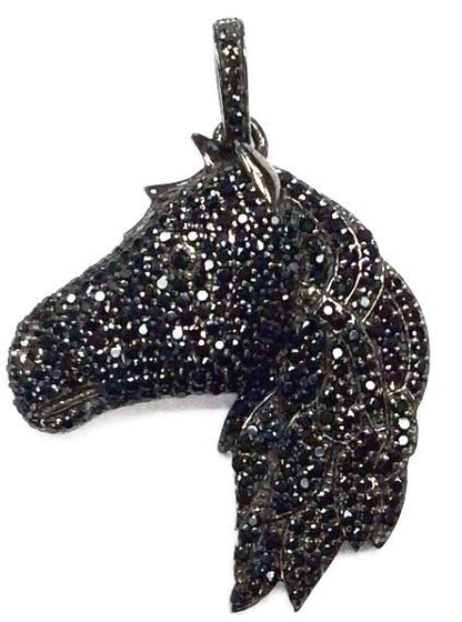 Horse Head Black Spinel Charm