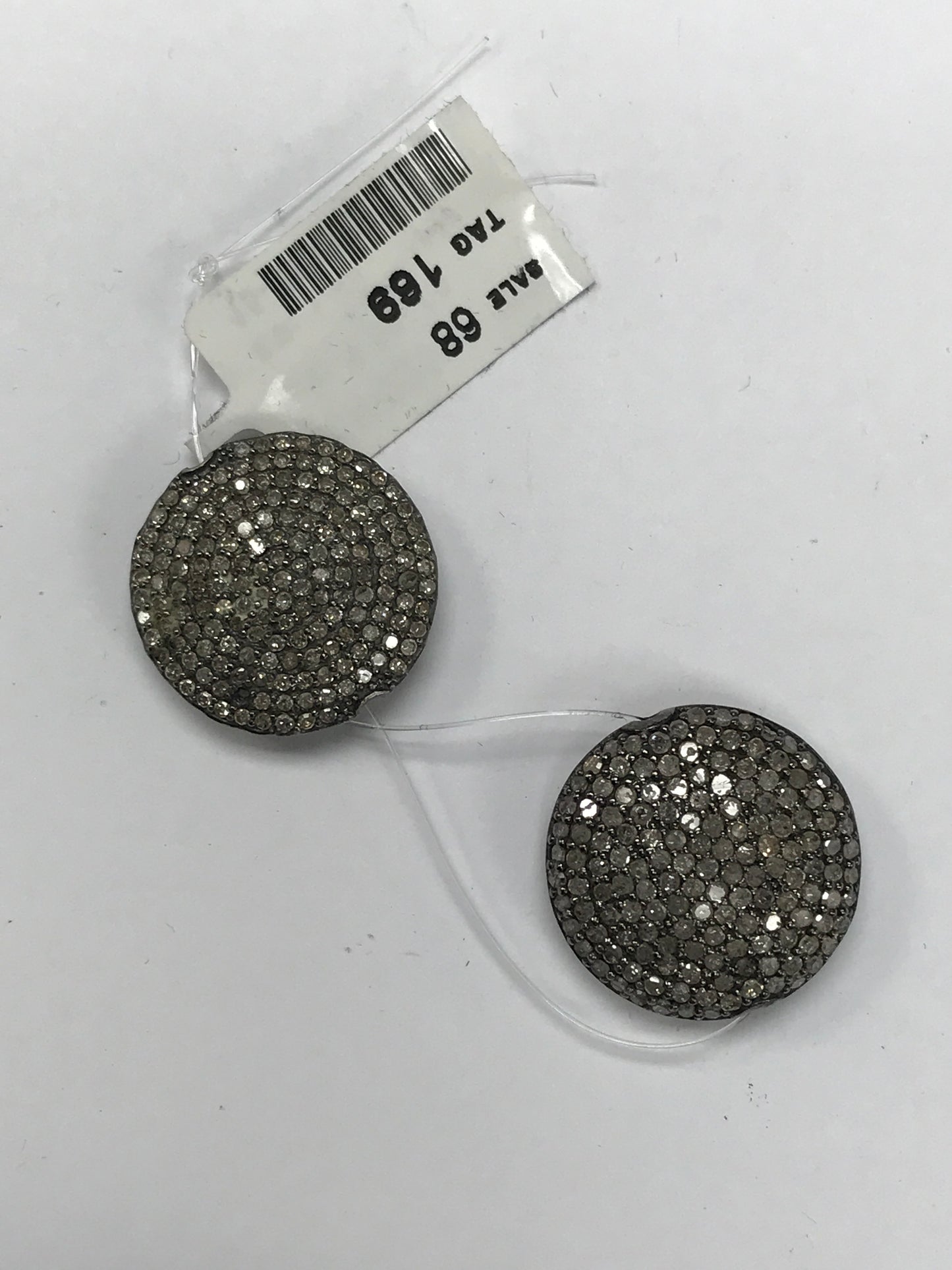 Coin Shape Sterling Silver Pave Beads