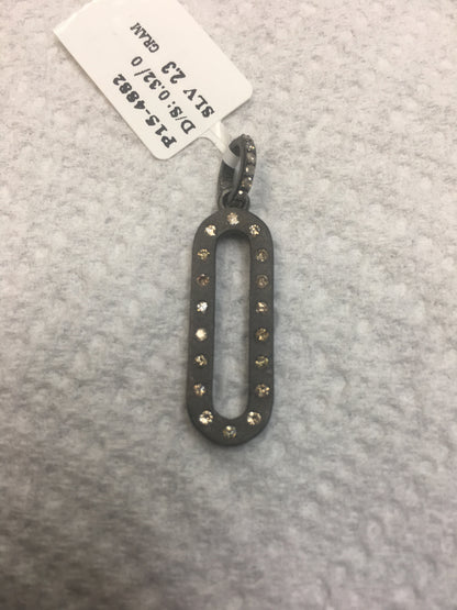 Open Diamond Pendant .925 Oxidized Sterling Silver Diamond Pendant, Genuine handmade pave diamond Pendant Size Approx 1.12"(28x10 MM)