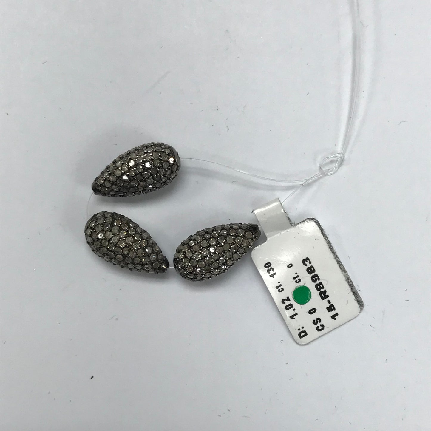 Silver and Diamond Pave  Pave Beads