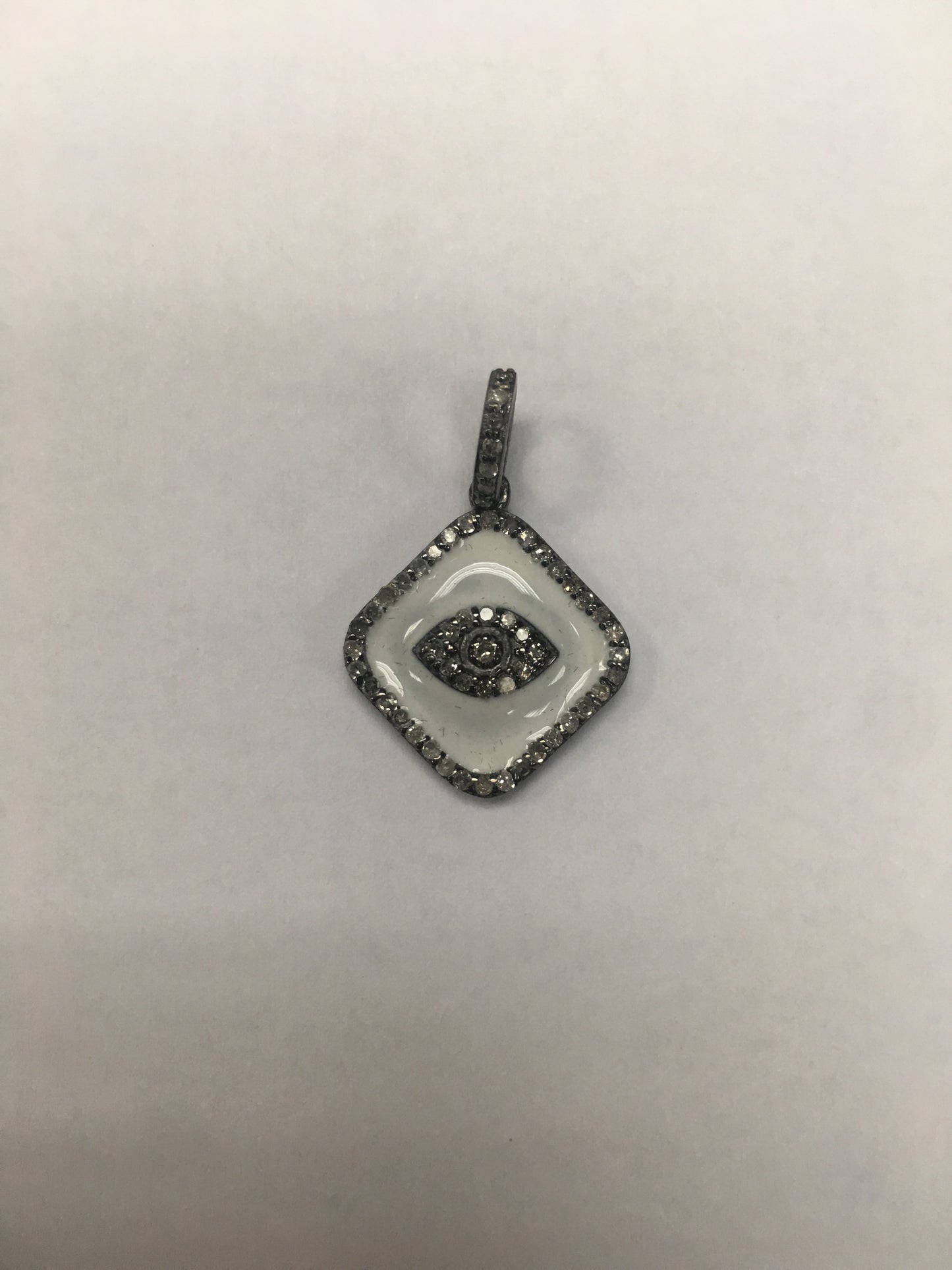 Evil Eye Silver Diamond Charm .925 Oxidized Sterling Silver Diamond Charms