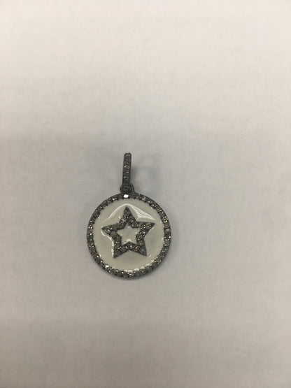 Round Disk On Star Shape Diamond Pendant