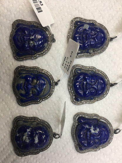 Lapise and Diamond Laughing Buddha Pendant