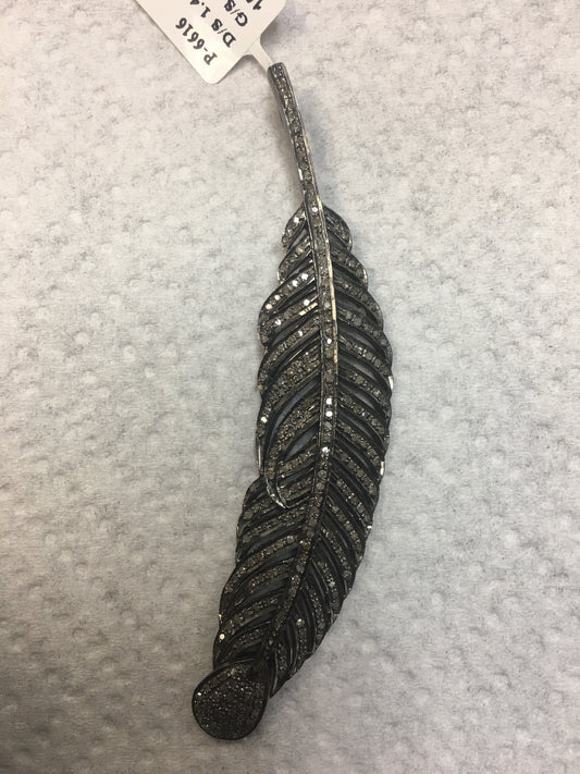 Leaf  Shape Silver and Diamond PENDANT