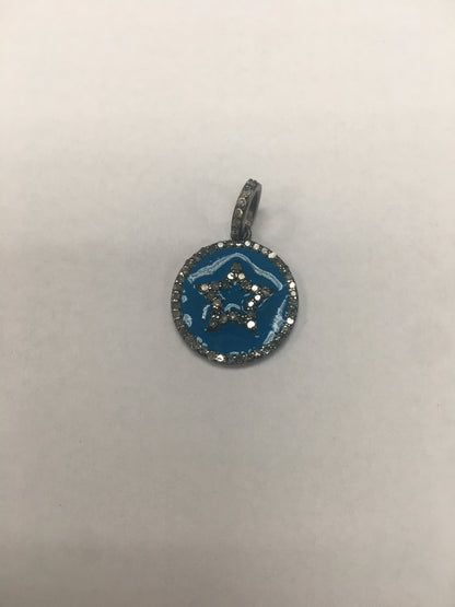 Round Disk On Star Shape Diamond Pendant