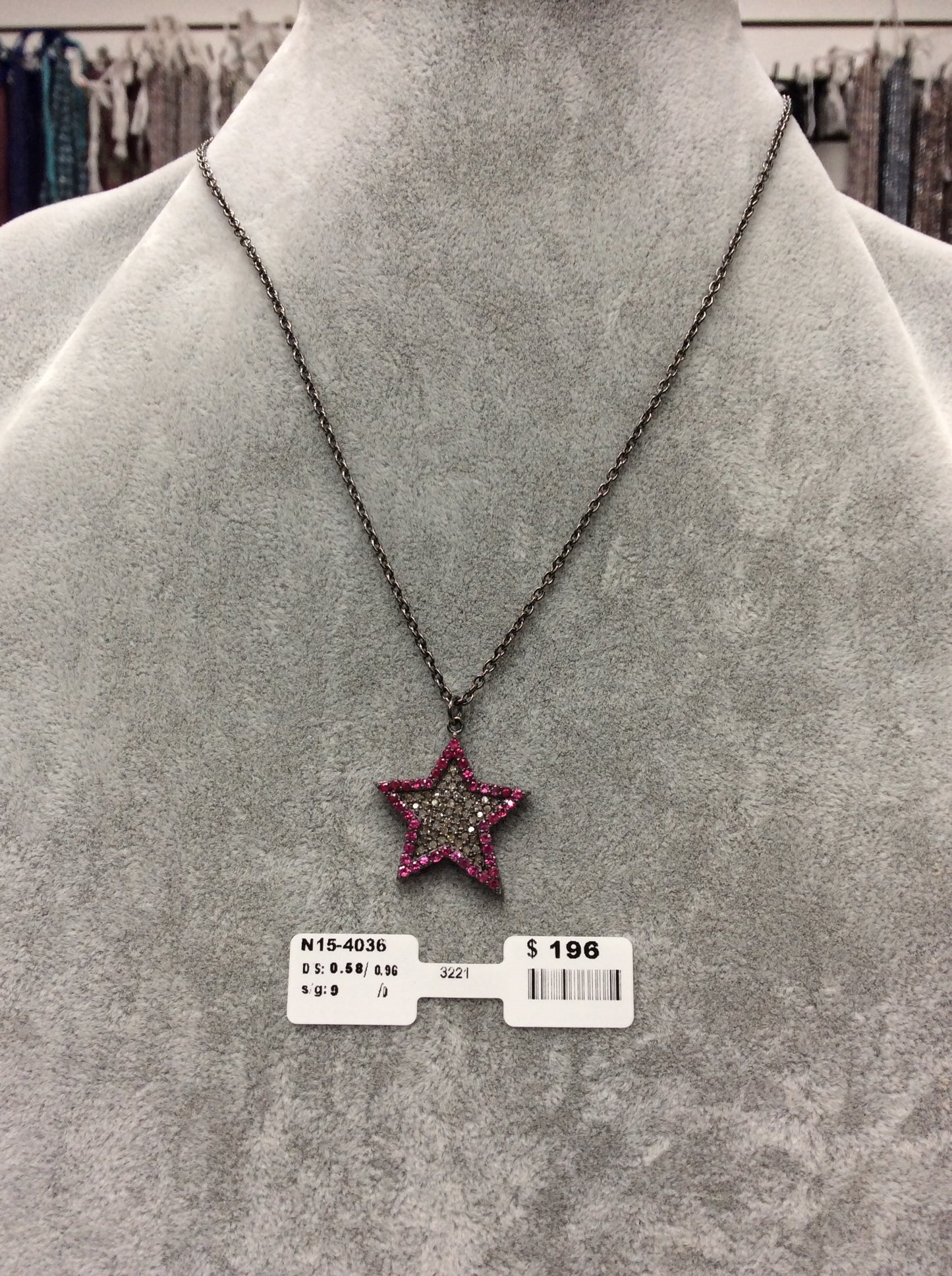 Star 5point Diamond and Ruby Pendant