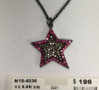 Star 5point Diamond and Ruby Pendant